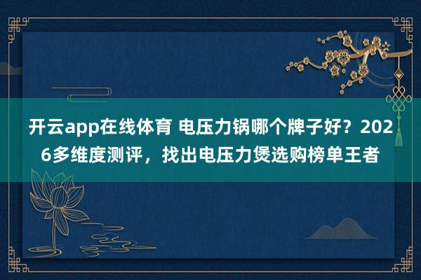 开云app在线体育 电压力锅哪个牌子好？2026多维度测评，找出电压力煲选购榜单王者