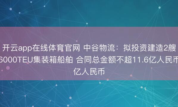 开云app在线体育官网 中谷物流：拟投资建造2艘6000TEU集装箱船舶 合同总金额不超11.6亿人民币