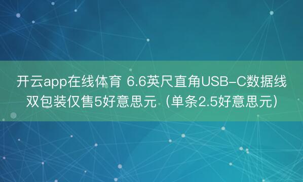 开云app在线体育 6.6英尺直角USB-C数据线双包装仅售5好意思元（单条2.5好意思元）