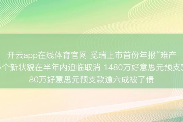 开云app在线体育官网 觅瑞上市首份年报“难产”市值已腰斩 多个新状貌在半年内迫临取消 1480万好意思元预支款逾六成被了债