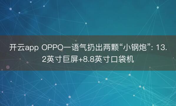 开云app OPPO一语气扔出两颗“小钢炮”: 13.2英寸巨屏+8.8英寸口袋机