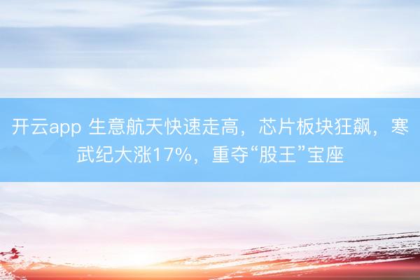 开云app 生意航天快速走高，芯片板块狂飙，寒武纪大涨17%，重夺“股王”宝座