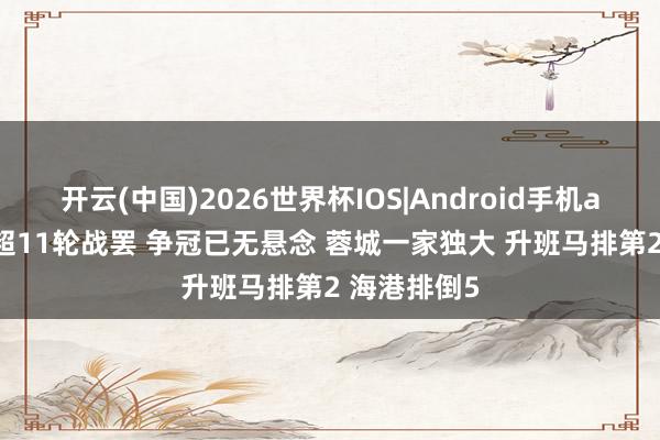 开云(中国)2026世界杯IOS|Android手机app下载 中超11轮战罢 争冠已无悬念 蓉城一家独大 升班马排第2 海港排倒5