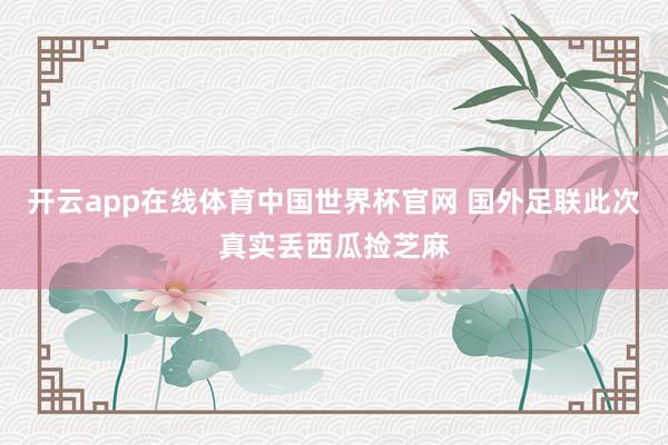 开云app在线体育中国世界杯官网 国外足联此次真实丢西瓜捡芝麻