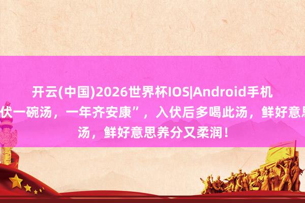 开云(中国)2026世界杯IOS|Android手机app下载 “三伏一碗汤,一年齐安康”,入伏后多喝此汤,鲜好意思养分又柔润!