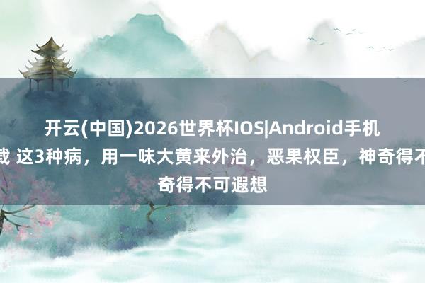 开云(中国)2026世界杯IOS|Android手机app下载 这3种病，用一味大黄来外治，恶果权臣，神奇得不可遐想