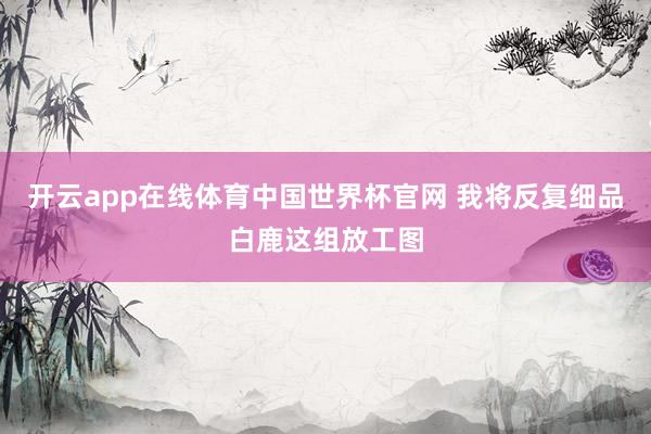 开云app在线体育中国世界杯官网 我将反复细品白鹿这组放工图