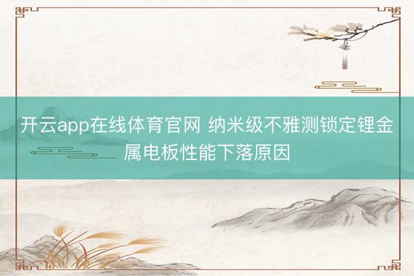 开云app在线体育官网 纳米级不雅测锁定锂金属电板性能下落原因