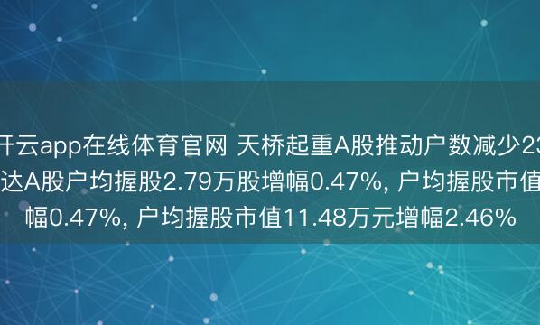 开云app在线体育官网 天桥起重A股推动户数减少238户降幅0.47%, 畅达A股户均握股2.79万股增幅0.47%, 户均握股市值11.48万元增幅2.46%