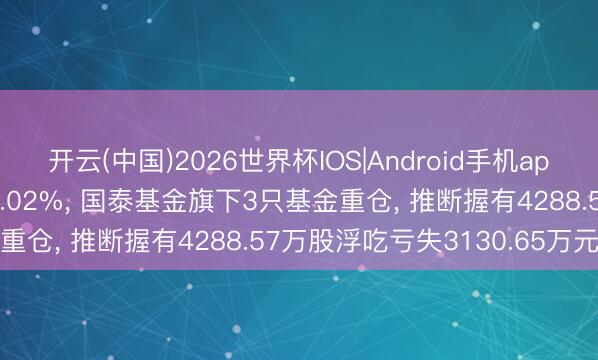 开云(中国)2026世界杯IOS|Android手机app下载 陕西煤业股价跌3.02%， 国泰基金旗下3只基金重仓， 推断握有4288.57万股浮吃亏失3130.65万元