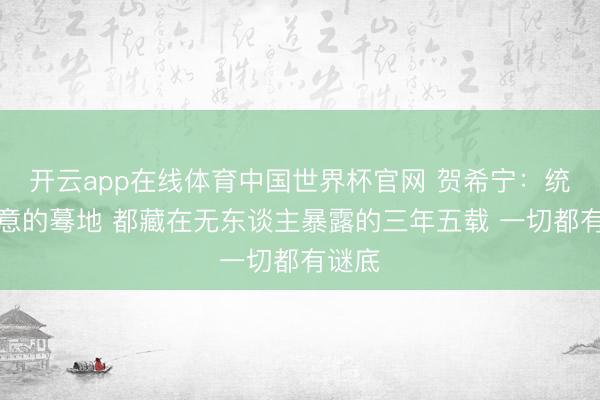 开云app在线体育中国世界杯官网 贺希宁：统统注意的蓦地 都藏在无东谈主暴露的三年五载 一切都有谜底