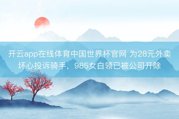 开云app在线体育中国世界杯官网 为28元外卖坏心投诉骑手，985女白领已被公司开除