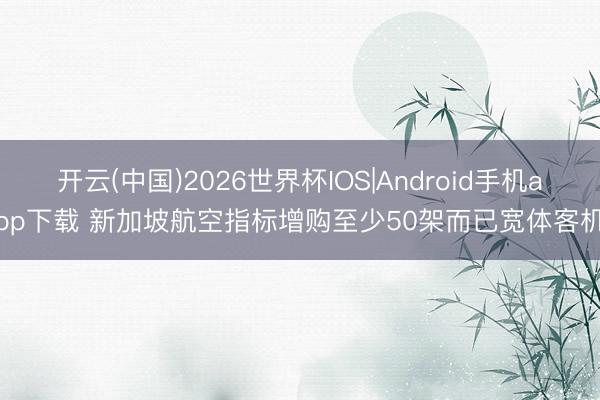 开云(中国)2026世界杯IOS|Android手机app下载 新加坡航空指标增购至少50架而已宽体客机
