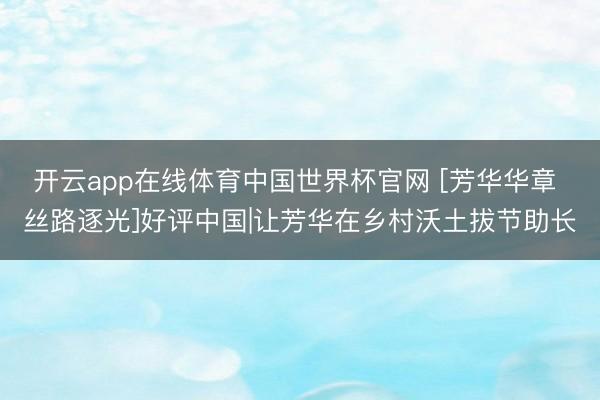 开云app在线体育中国世界杯官网 [芳华华章 丝路逐光]好评中国|让芳华在乡村沃土拔节助长