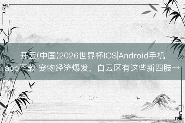 开云(中国)2026世界杯IOS|Android手机app下载 宠物经济爆发，白云区有这些新四肢→